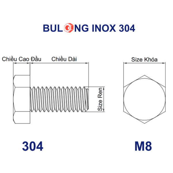 Varun Inox Bulong inox 304 - M8 x 8, 10, 14, 16, 20, 30, 40, 60, 80, 90